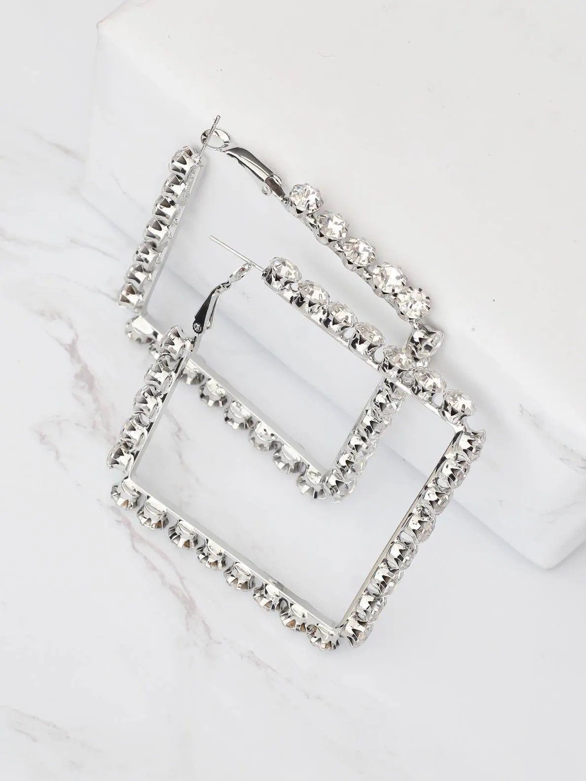 Rhomb Studded Hoops