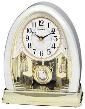 RhythmJoyful Crystal Pearl Musical Motion Table Clock - 12 Melodies