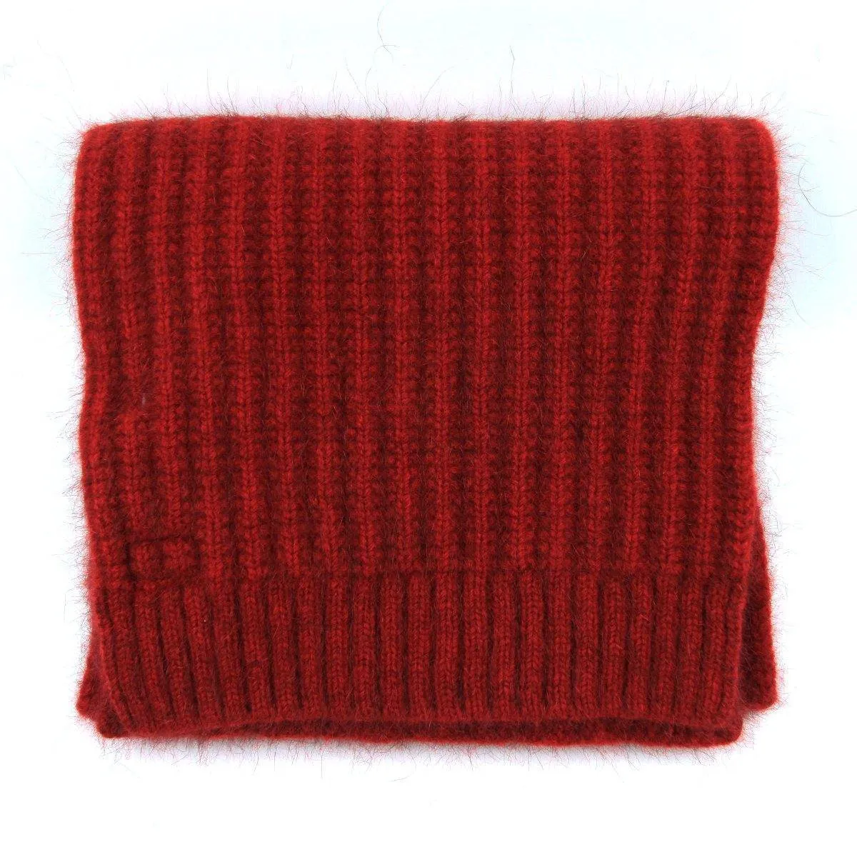 Ribbed Pattern Possum Merino Wool Scarf - Red