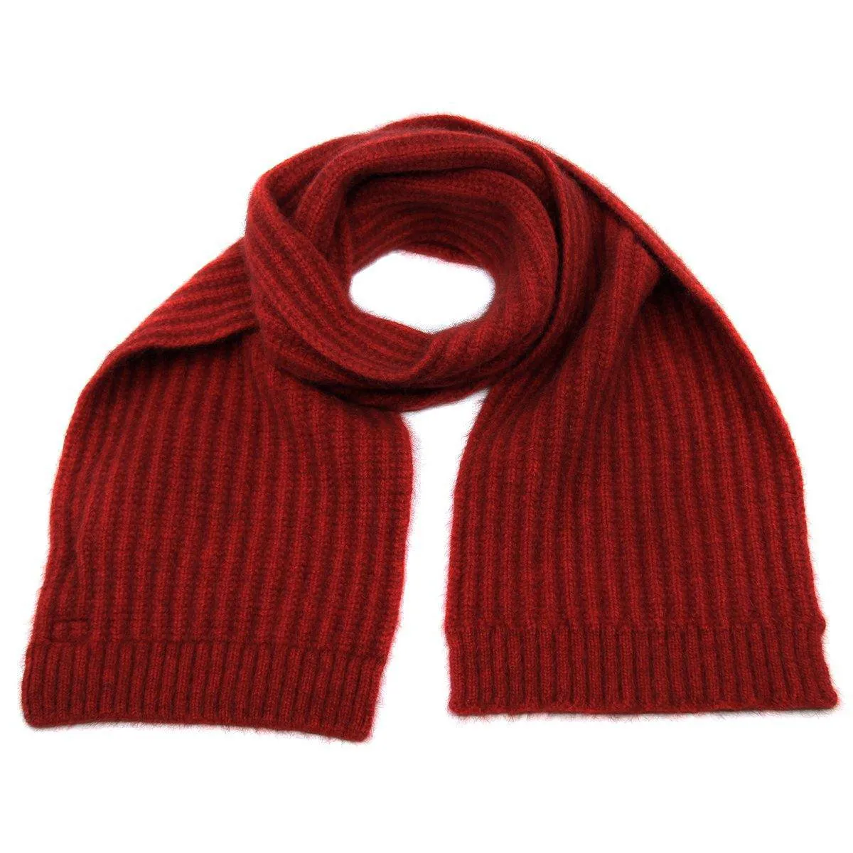 Ribbed Pattern Possum Merino Wool Scarf - Red