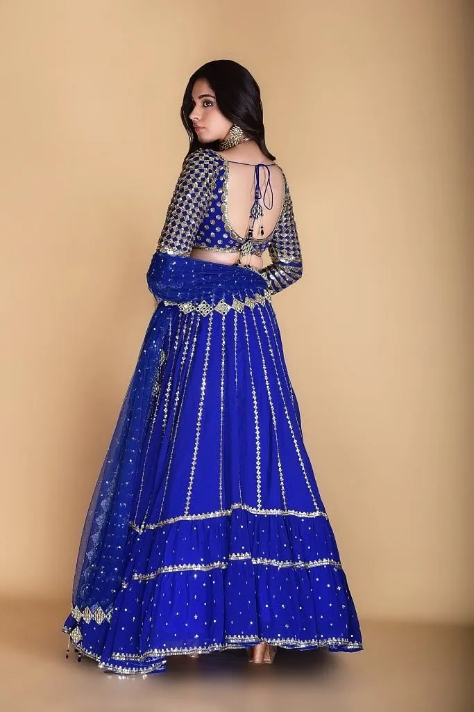 Royal blue Lehenga set.