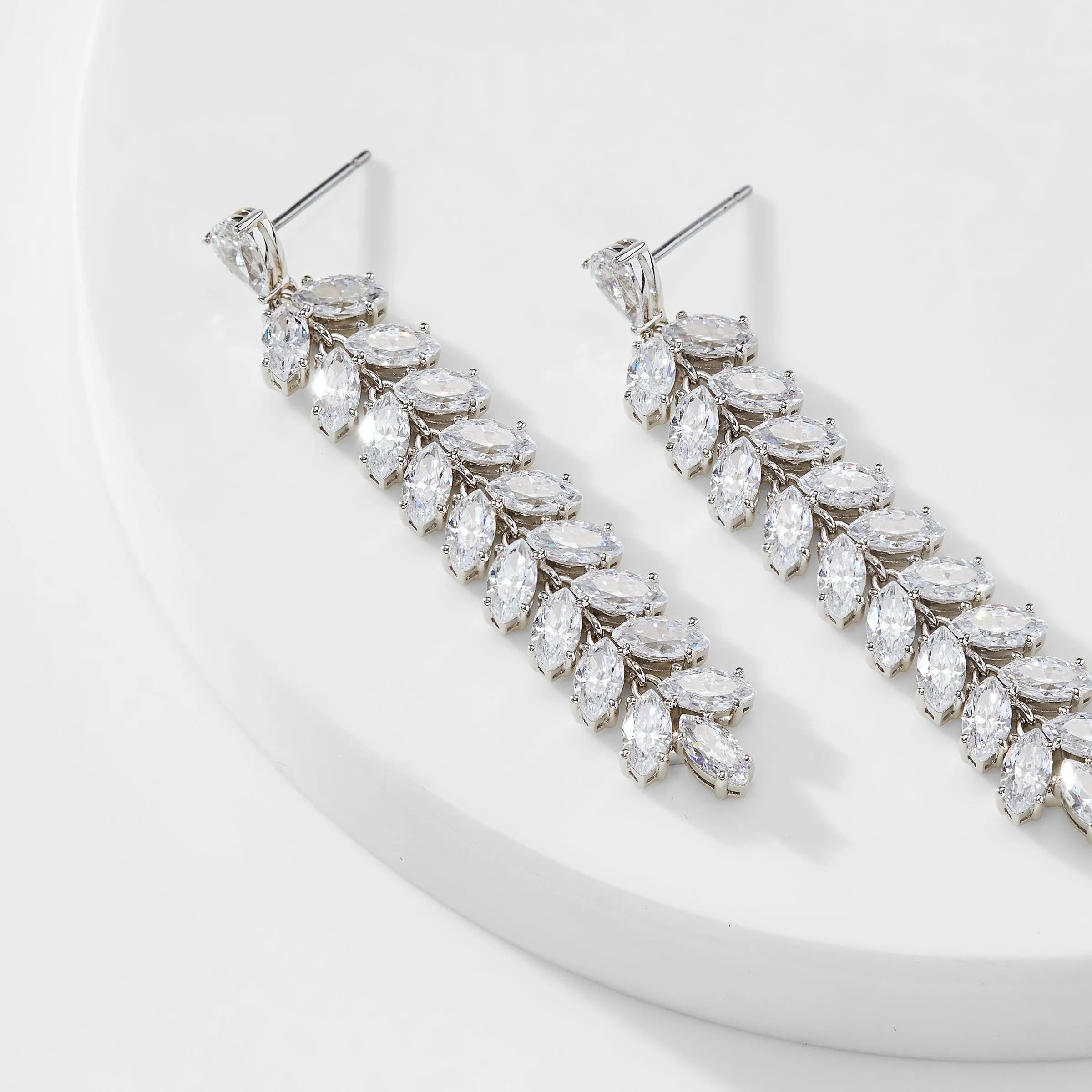 RSVP CZ LEAF LINEAR EARRINGS