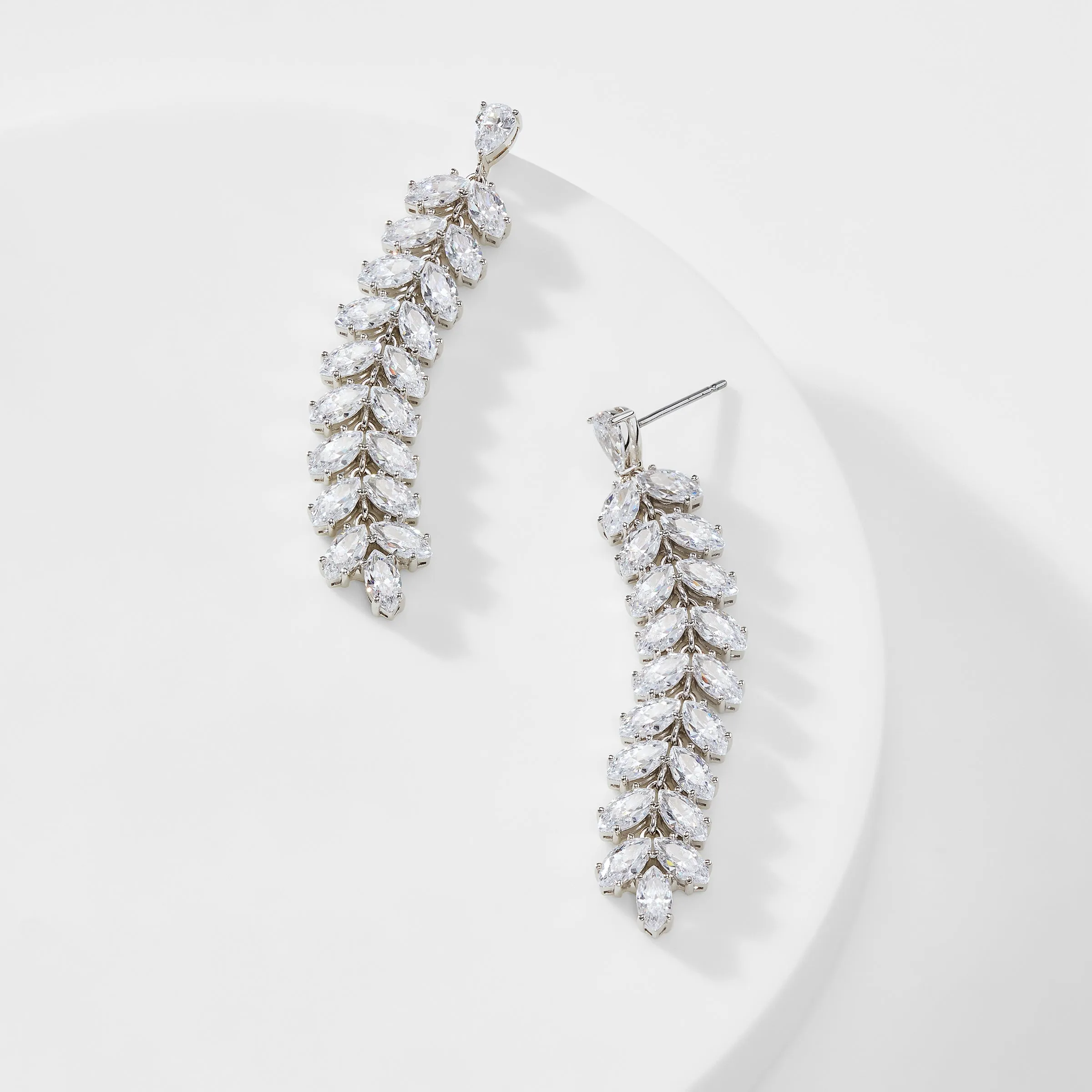 RSVP CZ LEAF LINEAR EARRINGS