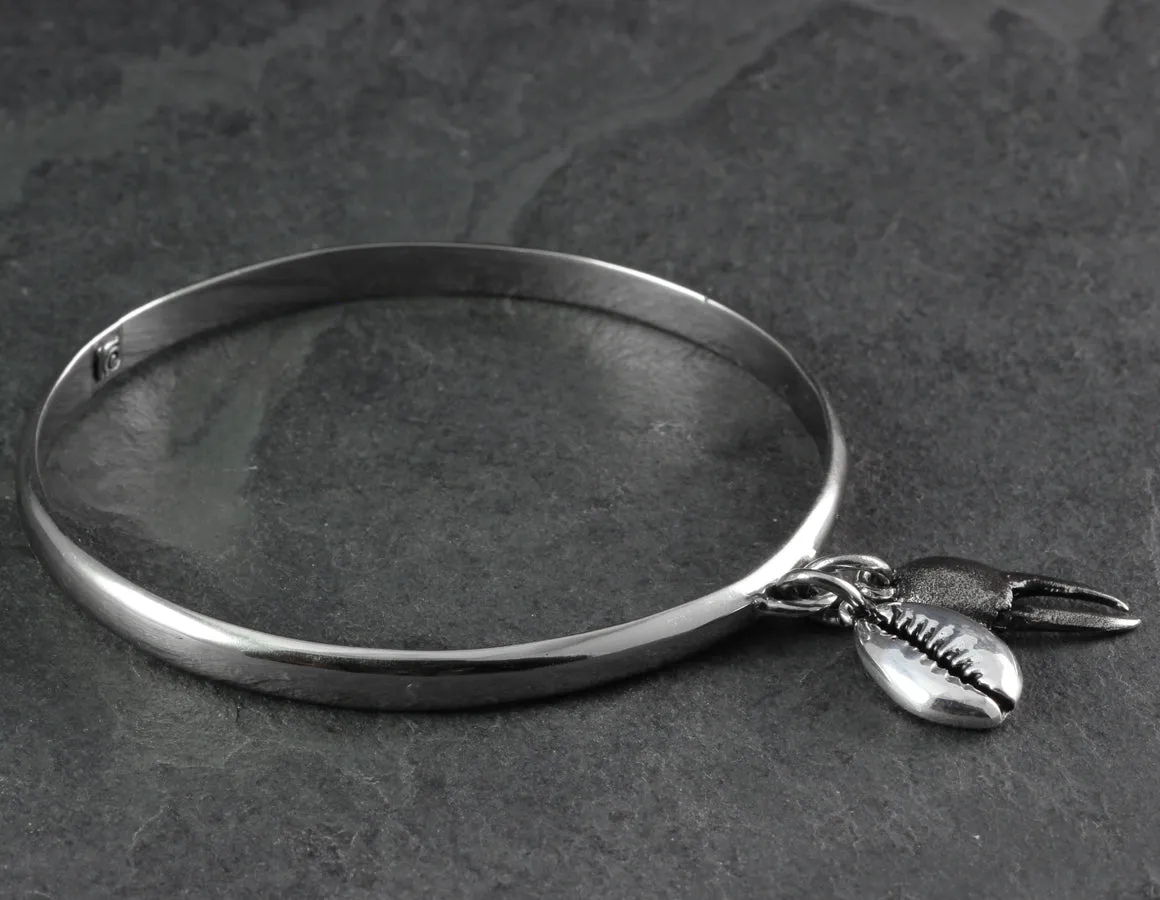 Shell & Claw Bangle - Silver