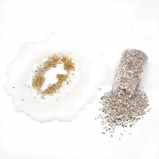 Silver Metal Glitter Flakes for Resin Geodes, glt0016