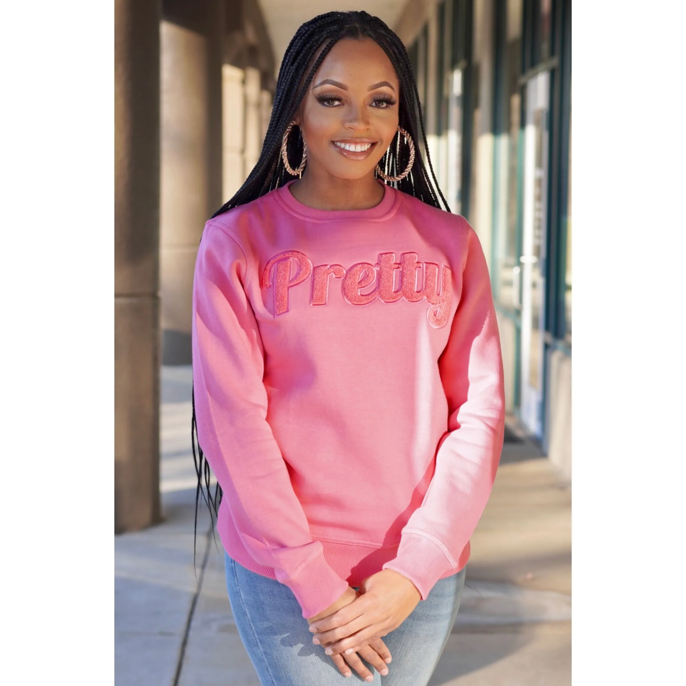 Solid Pink Pretty Chenille Sweatshirt