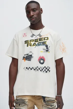 Speed Race Oversized Short Sleeve Tee - White