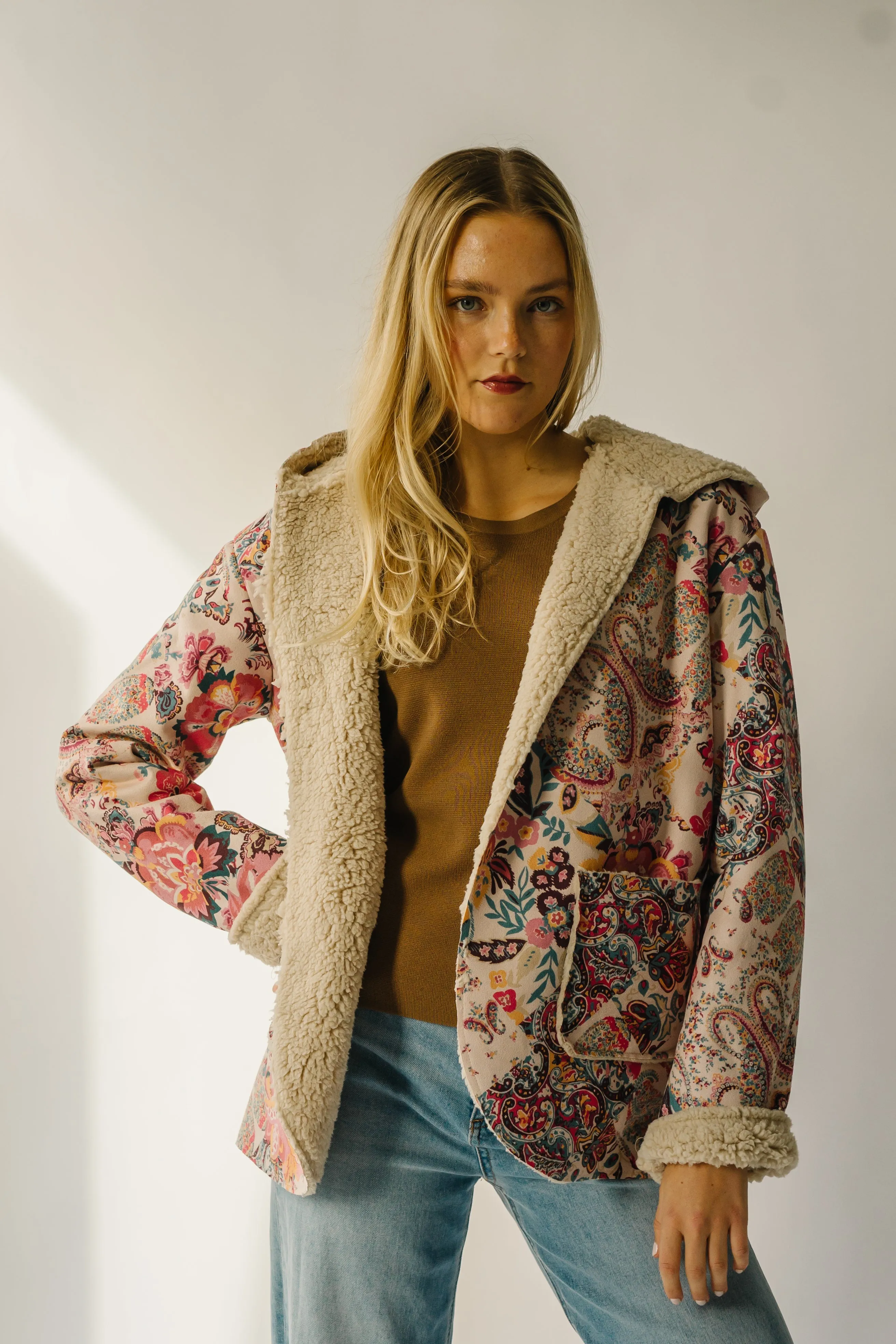 The Dudley Paisley Printed Jacket in Natural   Red