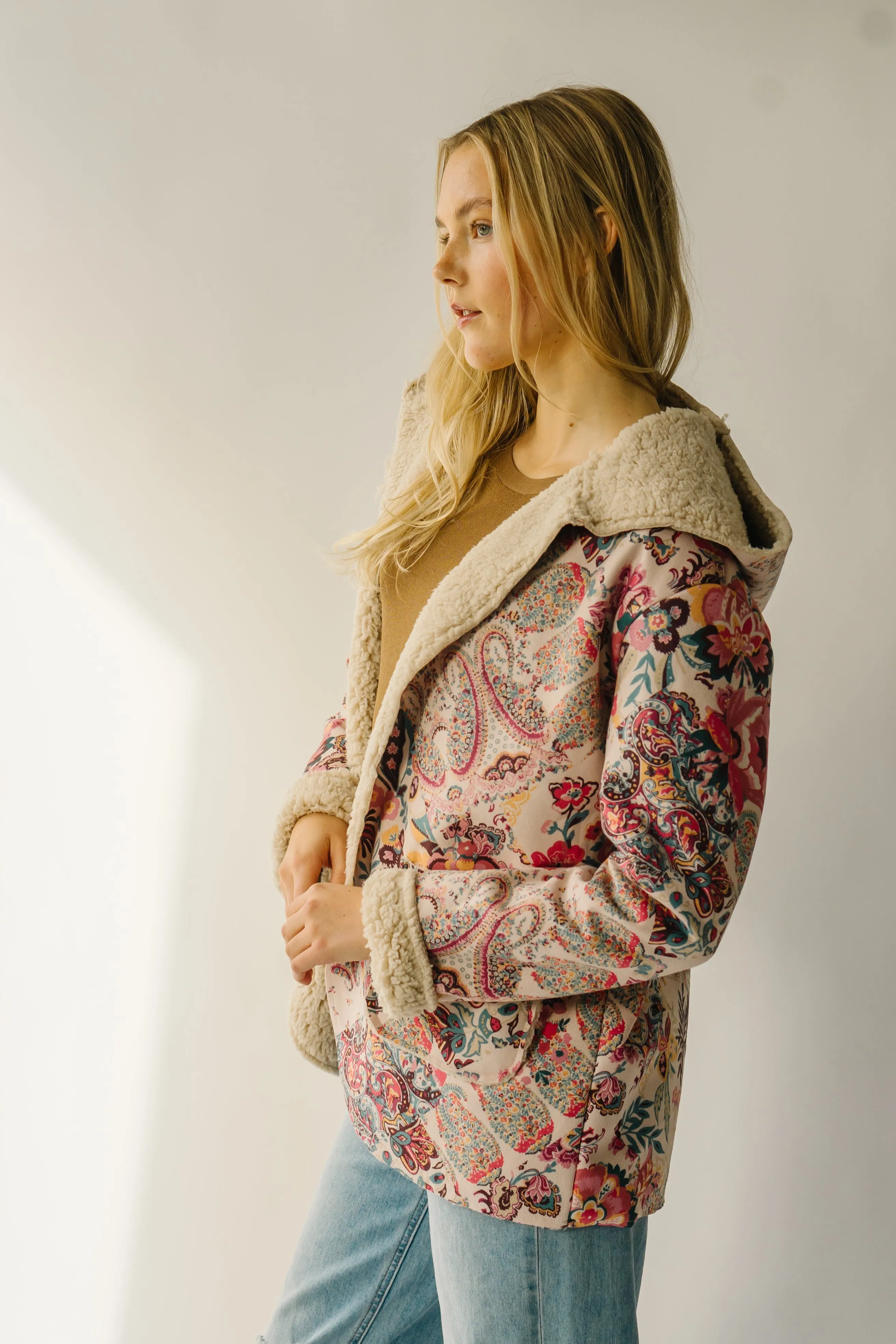 The Dudley Paisley Printed Jacket in Natural   Red