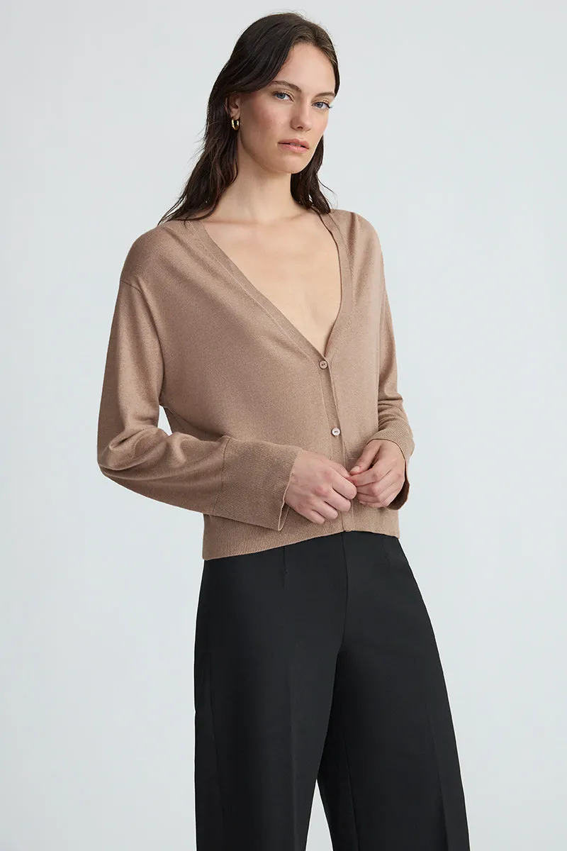 THE SILK CARDIGAN - MINK