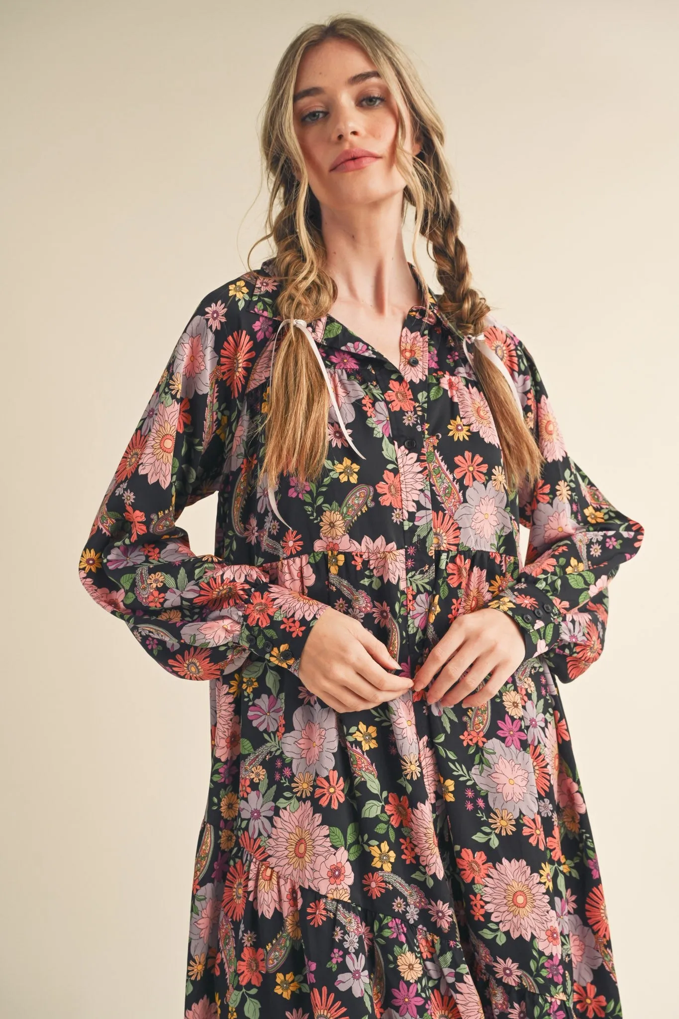 The Tara Floral Print Button Down Dress