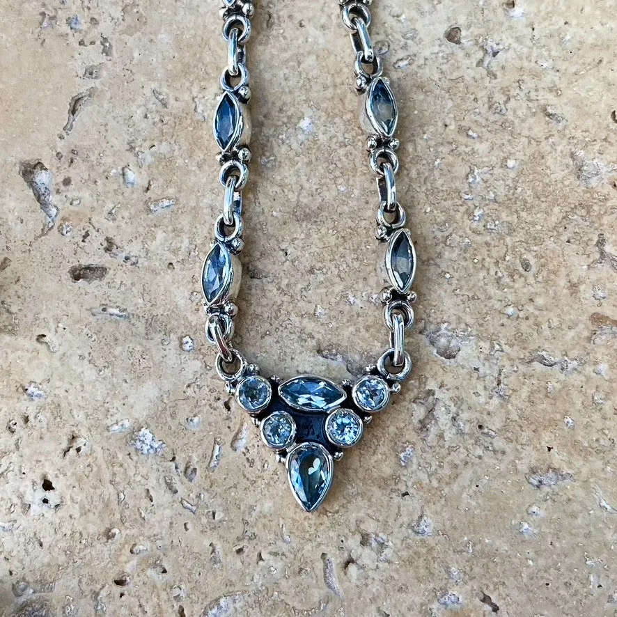 Topaz Necklace with Hand Faceted Gemstones - Aria