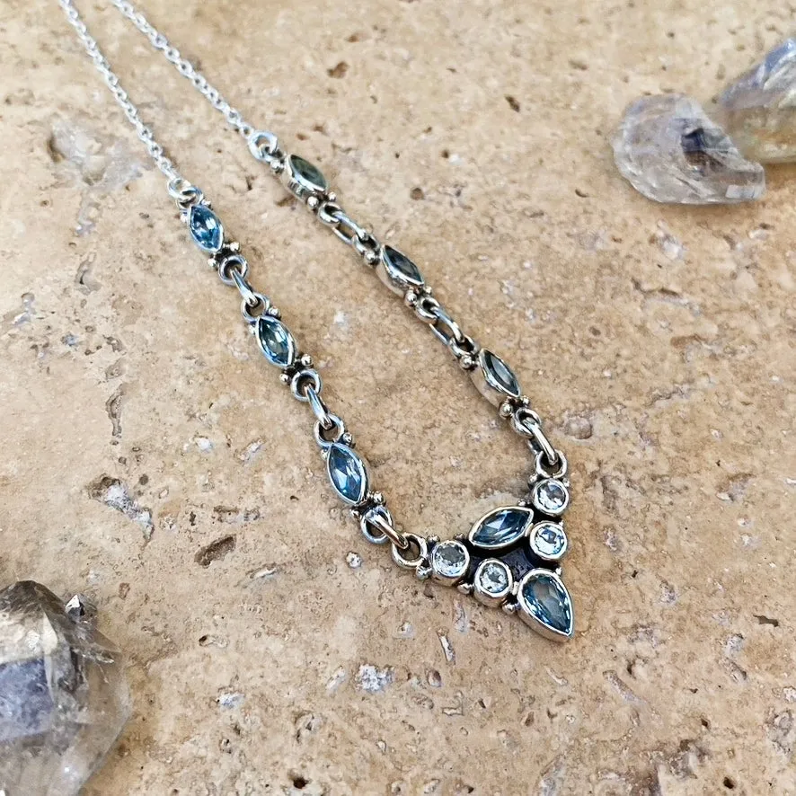 Topaz Necklace with Hand Faceted Gemstones - Aria