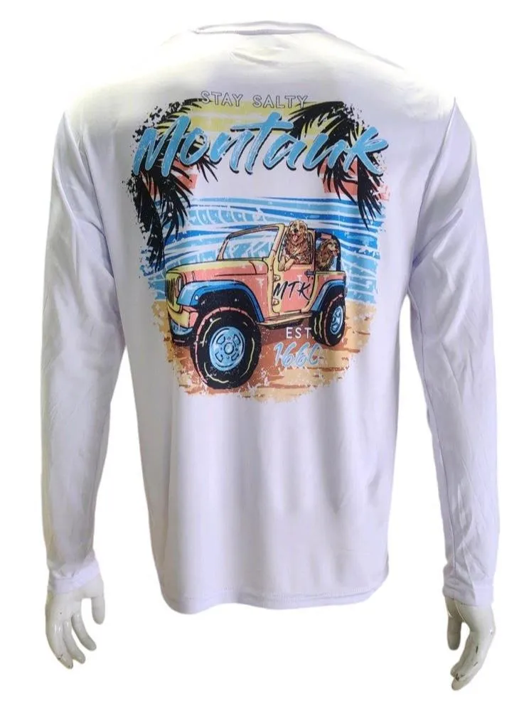 Unisex Adult Montauk Stay Salty Jeep DriFit UV50 Long Sleeve Tee