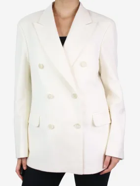 White double breasted wool blazer - size UK 8