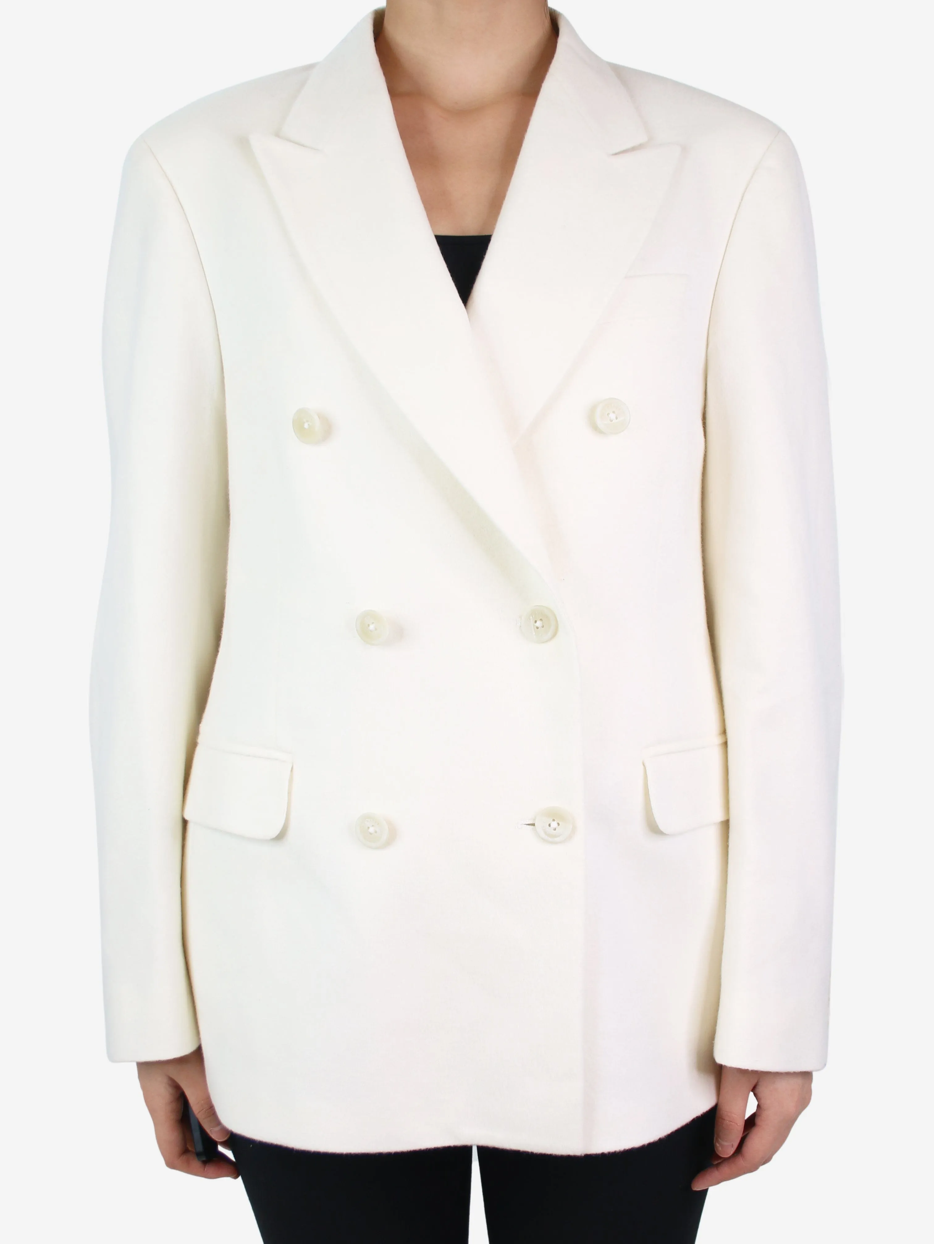 White double breasted wool blazer - size UK 8