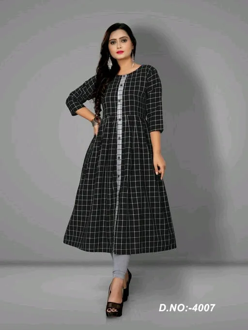 Women's Cotton Flared Stripe Kurti