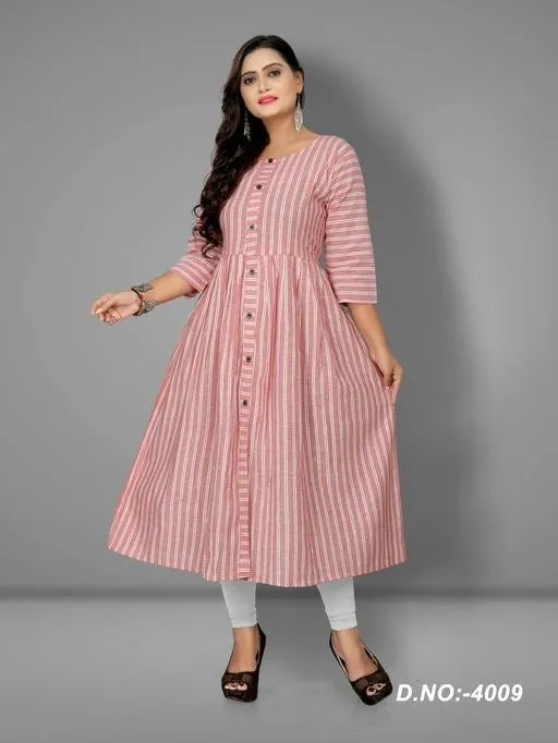 Women's Cotton Flared Stripe Kurti