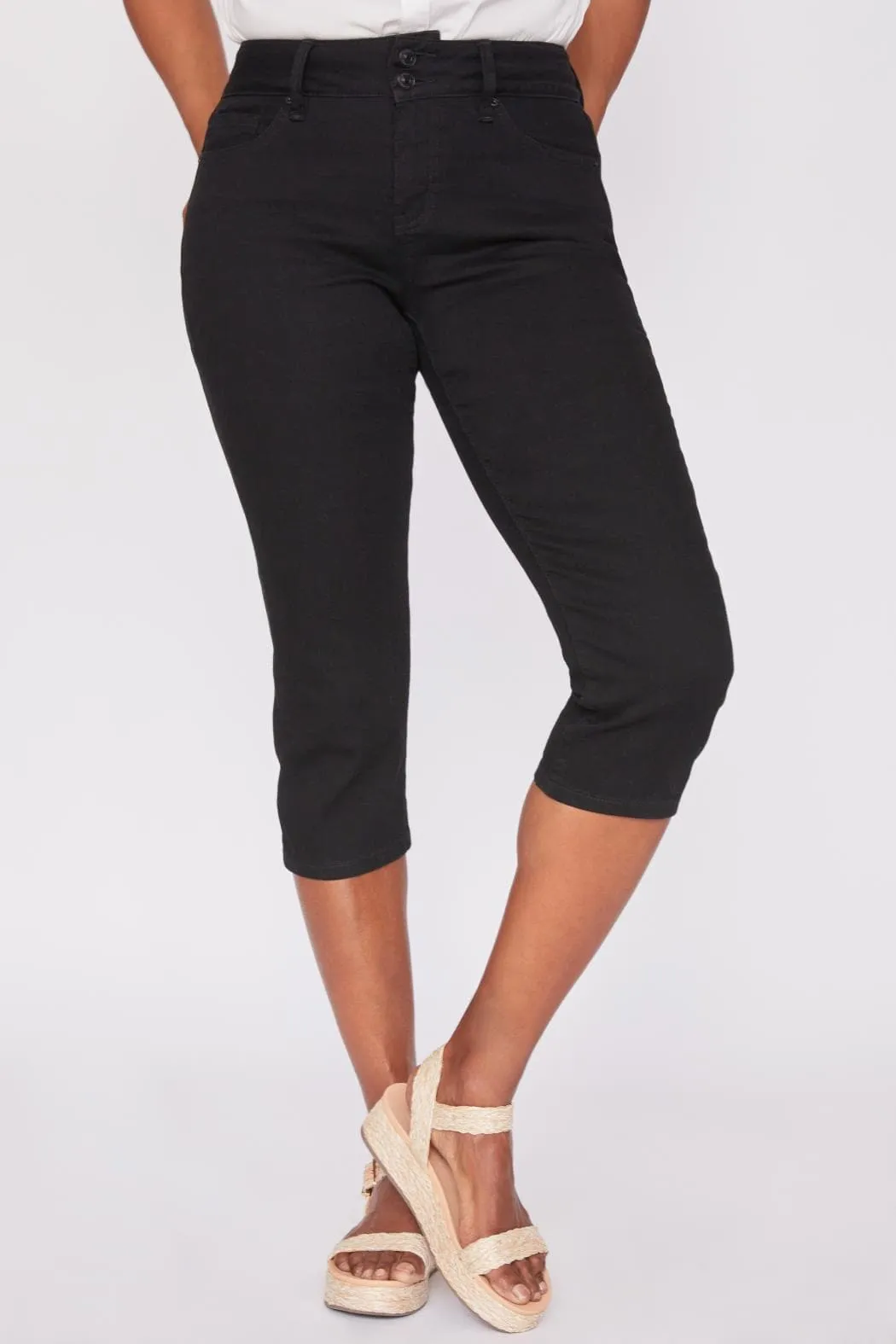 Women's Essential High Rise 2-Button Slim Stretch Capri