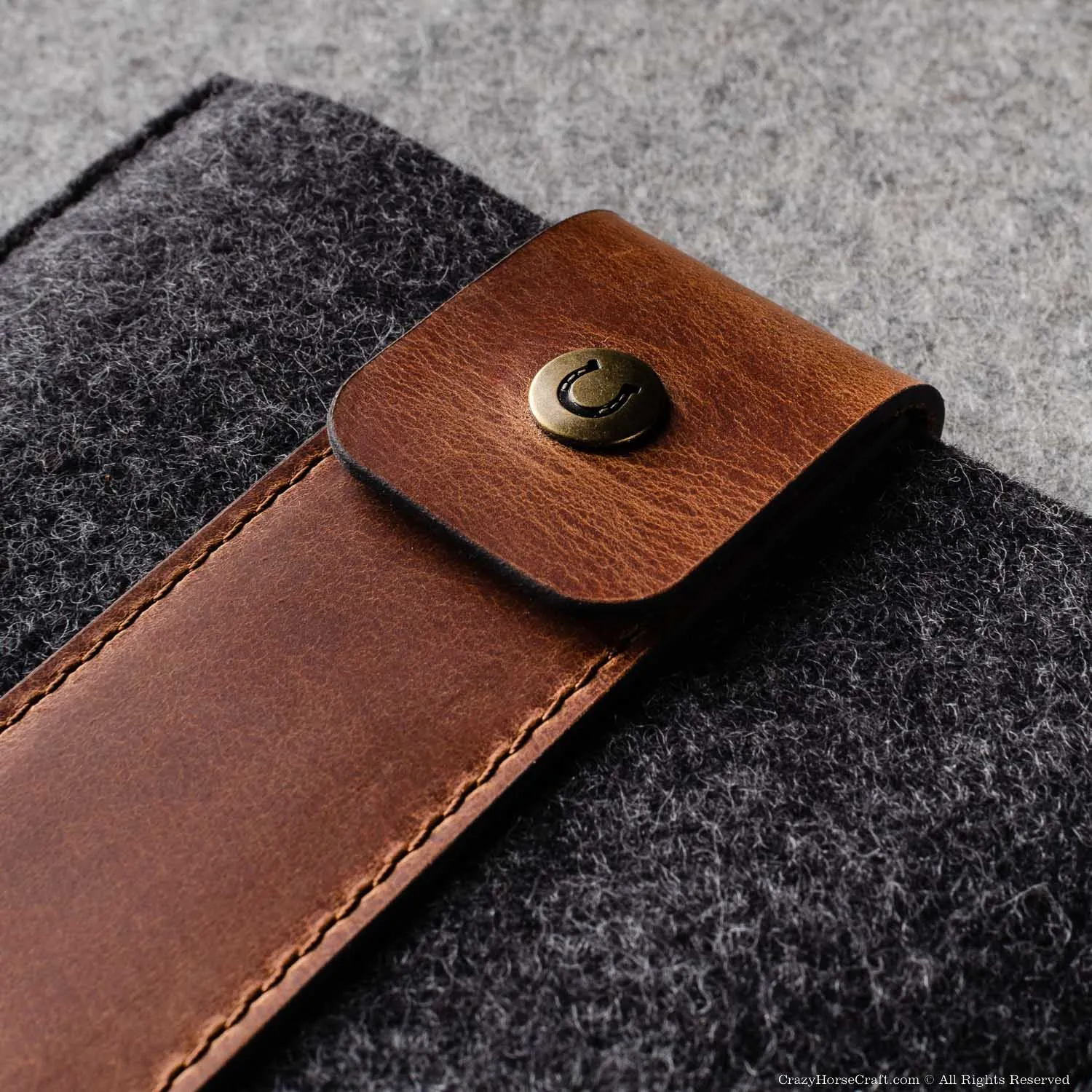 Wool Felt and Leather Kindle eBook Sleeve / Case