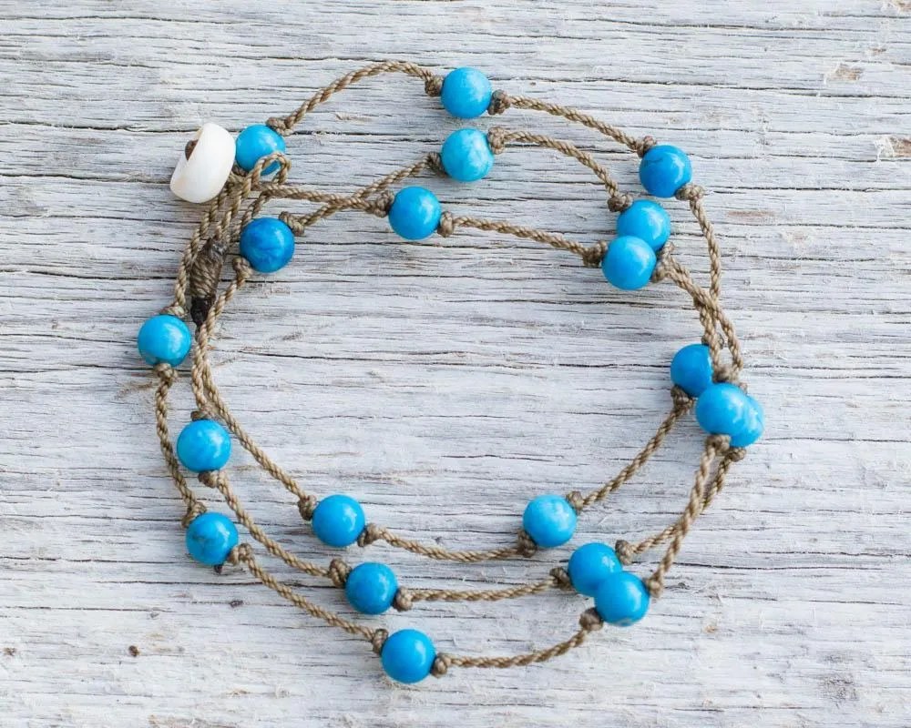 Wrap-1229- Island Blue Howlite Round Petite