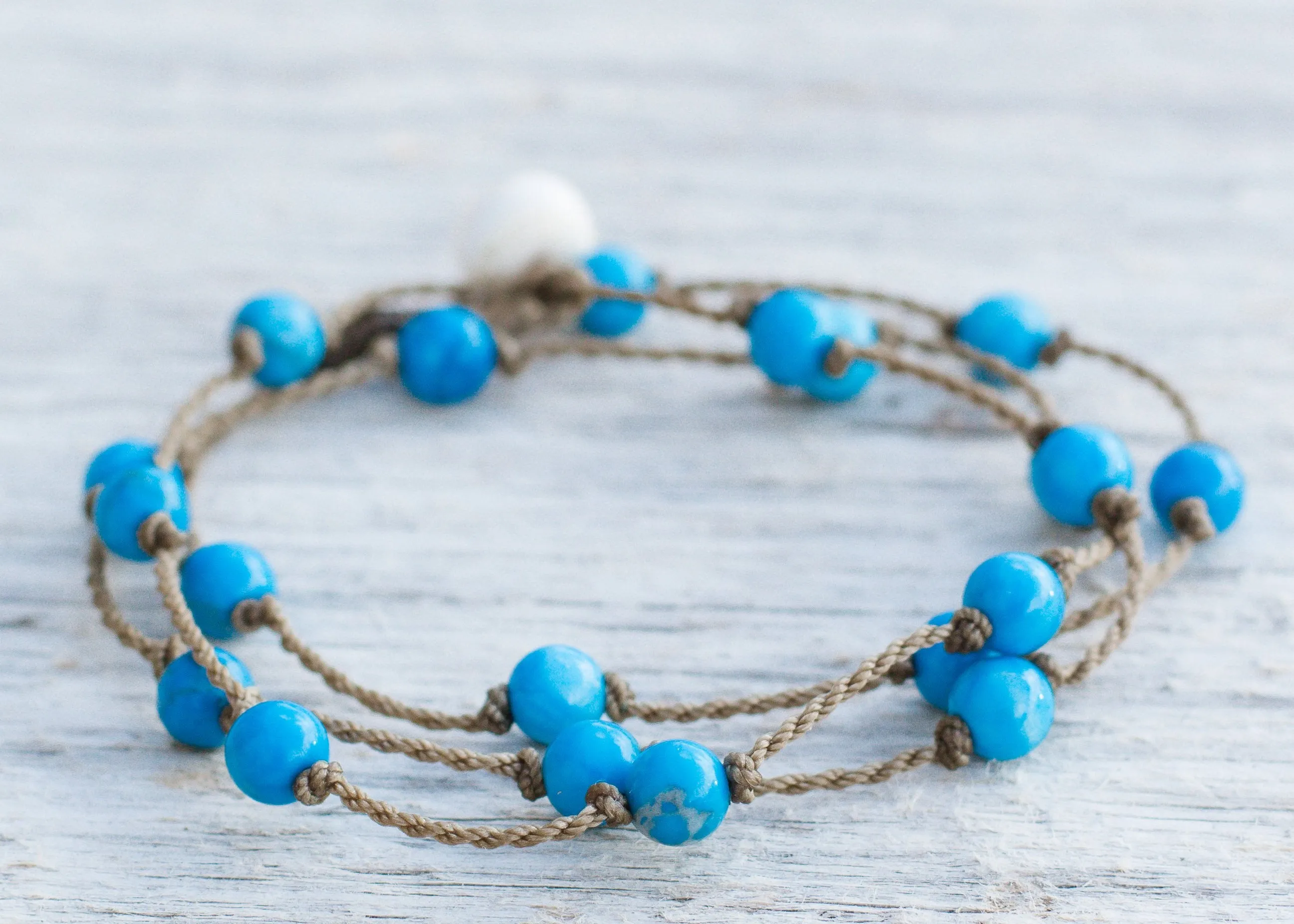 Wrap-1229- Island Blue Howlite Round Petite