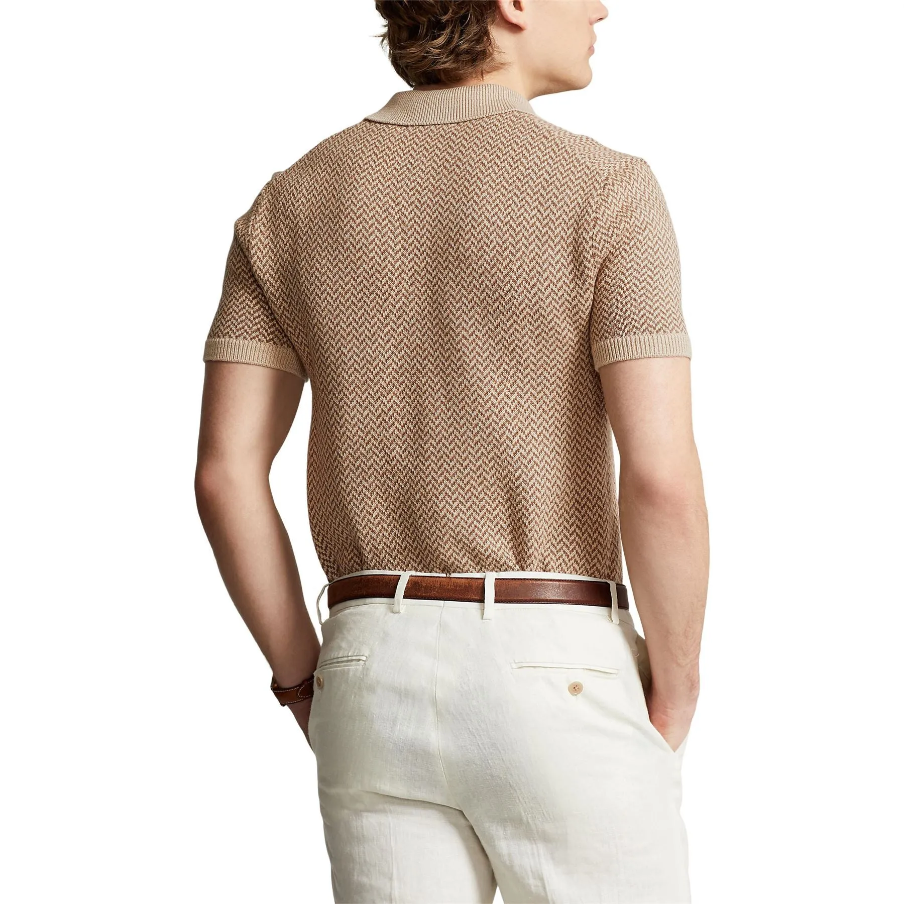 x TRENDYGOLF Cotton Blend SS Herringbone Pullover Tan Multi - 2024